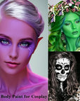 MEICOLY 3PCS Black Purple Lime Green Face Body Paint Stick Set,Face Paint for Halloween Cosplay Frankenstein,Ghost,Zombie SFX Character Makeup,Elphaba Face Paint Makeup,Eye Black Stick Kit