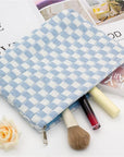 Pazimiik knit checkered makeup bag