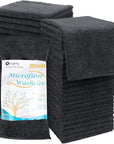 Orighty Washcloths Bulk Towels Set 50 Pack, Highly Absorbent and Super Soft Microfiber Fingertip Towels, Multi-Purpose Wash Cloths for Bathroom, Hotel, Spa, and Gym, 12x12 Inch, Black