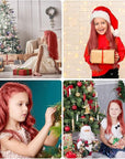 MSDADA New Hair Chalk Comb Temporary Hair Color Dye for Girls Kids with Light Color Hair, Washable Hair Chalk for Girls Age 4 5 6 7 8 9 10 Birthday Cosplay DIY, Christmas, New Year(Red)