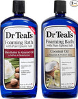 Dr Teal's Foaming Bath Variety Gift Set (2 Pack, 34oz Ea) - Soften & Moisturize Shea Butter & Almond Oil, Nourish & Protect Coconut Oil - Essential Oils Blended with Pure Epsom Salt - at Home Spa Kit