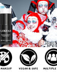 Light Blue and White Face Body Paint Stick, White Foundation Makeup, Eye Black Stick for Sports, Professional Halloween Face Makeup Kit for Zombie Clown Vampire Avatar Sally Corpse Bride Joker