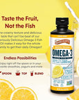 Barlean's Lemon Crème Omega 3 Fish Oil Liquid Supplement, 1080mg of Omega 3 EPA & DHA Fatty Acid, Smoothie Flavored & Burpless for Brain, Joint, & Heart Health, 16 oz