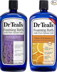 Dr. Teal's Foaming Bath Variety Gift Set (2 Pack, 34oz Ea.) - Soothe & Sleep Lavender, Glow & Radiance Vitamin C and Citrus - Essential Oils Blended with Pure Epsom Salt Relieve Pain & Daily Stress
