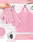 Anezus Exfoliating Shower Bath Gloves Back Scrubber Set for Body, Face, Shower, Bath, Scrub and Exfoliator (Pink)