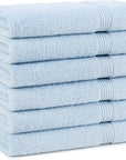 Arkwright Bathroom Hand Towels Set of 6 - Super Soft 100% Cotton, 600 GSM Quick Dry & Absorbent, Luxury Bath Essentials for Hotels, Spa, Hosts, and Vacation Rentals, Misty Blue