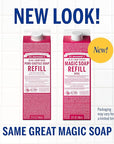 Dr. Bronner's Magic Soap-Pure-Castile Liquid Soap Refill (Rose 32 ounce, 2-Pack)-Regenerative Organic Certified Oils, For Body, Hair, Laundry, Pets & Dishes, Concentrated, Vegan, Non-GMO