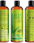 Seven Minerals Organic Aloe Vera Gel from freshly cut 100% Pure Aloe - Big 12oz - HighestQuality, Texas grown, Vegan, Unscented - For Face, Skin, Hair, Sunburn relief