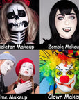 MEICOLY Black White Red Face Body Paint with Setting Powder and Sponges,Clown White Devil Joker Face Paint Makeup,Waterbased Body Paint,Halloween Face Painting for Vampire Skeleton Spiderman