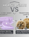 Avilana Silicone Body Scrubber – Gentle Shower Brush & Loofah Alternative- Food Grade & Lab Tested – Fast-Drying, Hygienic, BPA-Free Silicone Body Gentle Exfoliator (Lavender, Body & Face)