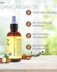PURA D'OR 4 Oz Organic Moroccan Argan Oil – 100% Pure Cold-Pressed Virgin Grade – Lightweight Moisturizer for Skin, Face, Body & Hair – Helps Dry Skin, Scalp Care, Split Ends, Nails & Cuticles