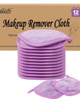 HOMEXCEL Makeup Remover Cloth 12 Count (Pack of 1), Reusable Makeup Remover Pads, Washable Ultra Soft Facial Cleansing Cloths For All Skin Types, 5 X 5 In, Purple