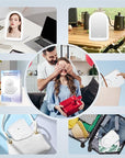 FUNTOUCH Rechargeable Travel Makeup Mirror with Lights,Portable Lighted Compact Mirror with Small 10X Magnification,3 Color Lighting, Dimmable Touch Screen, Tabletop LED Folding Cosmetic Vanity Mirror