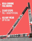 Maybelline Build-A-Brow 2-in-1 Brow Pen and Sealing Eyebrow Gel, Eyebrow Makeup for Real-Looking, Fuller Brows, Black Brown, 1 Count