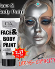 Silver Face Paint 70ml Large Capacity - Non-Toxic Washable Body Paint for Halloween Skeleton Ghost Looks, Full Coverage Face Body Paint for Halloween SFX Cosplay Makeup ,Costume Events
