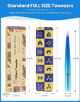 Expert Slant Tip Tweezers with Leather Travel Case, GlamTweeler Sharp & Precision Stainless Steel Tweezer for Eyebrows, Facial Hair and Fine Hairs Removal (Sparkle Royal Blue & Aqua)