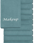 Cosy Family 10 Pack Makeup Remover Wash Cloths - Soft Microfiber Fingertip Facial Cleansing Cloths for Hand and Make Up, 12 x 12 in, Teal