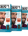 Just For Men Mustache & Beard, Beard Dye for Men with Brush Included, With Keratin Biotin Aloe and Coconut Oil for Healthy Facial Hair - Dark Brown, M-45, Pack of 3 (Packaging May Vary)