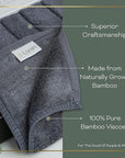 Charcoal Grey Washcloths Set of 6 Soft Facial Cloths 10” x 10” 100% Viscose Derived from Bamboo Spa-Like Feel Silky Face Cloth for Skin Cleansing