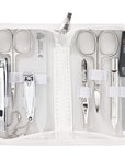 3 Swords Germany - brand quality 8 piece manicure pedicure grooming kit set synthetic leather case white - Made in Germany