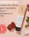 Tinted Sunscreen for Face - SPF 20 With Natural & Organic Ingredients Broad Spectrum Sunblock Lotion, Tinted Moisturizer Zinc Oxide Sunscreen Face for Skincare, Facial Sunscreen (Light Beige)