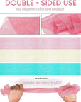 UJFQBH 3 Pieces African Net Sponge, African exfoliating net African Net Long Net Bath Sponge Exfoliating Shower Body Scrubber Back Scrubber Skin Smoother(Pink, Green, Off-White)