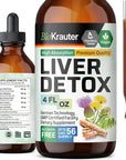 BIO KRAUTER Liver Detox Liquid - Liver Cleanse Detox Liquid Drops - Milk Thistle, Chanca Piedra, Turmeric, Dandelion, Artichoke - Liver Tincture - Vegan Drops 4 Fl. Oz.