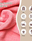 KODAMO Makeup Remover Cloth, 12 Pack Reusable Makeup Remover Towels with Washable Travel Bag, Microfiber Face Wash Cloths for Women All Skin Types, Coral/Pink/Green/Grey