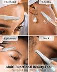 Face Razors for Women, Dermaplane Razor for Women Face, Eyebrow Razor, Facial Razors, Dermaplaning Tool, Reusable Metal Handle with 8 Microblades for Sensitive Skin, Peach Fuzz Remover, Beige