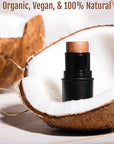 Organic Tint Tube, 100% Natural Vegan Gluten-Free Cream Bronzer Multi-Stick, Made in USA, Amaretto