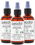 PURA D'OR Scalp & Hair Strengthening Oil (3.3oz x3 = 9.9oz) Supports Optimal Growth, Reduce Breakage, Nourish Roots for Healthier, Fuller, Thicker Hair - Rosemary, Castor & Peppermint Oil