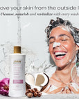 RAW SUGAR Simply Body Wash, Beach Rose + Coconut Milk + Shea (25 Fl Oz, Pack of 3) Sensitive Skin Bath Soap, Formulated without Sulfates & Parabens