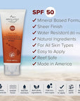 SPF 50+ Mineral Sunscreen Lotion - Anti-Aging Sunblock for Body & Face, Made with Rose Hips, Aloe, Zinc Oxide and Other Cruelty Free and Reef Safe Ingredients - Made in USA