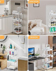4 Tier Rolling Utility Cart with Drawer,REBECAT Utility Cart Made of Multifunctional Storage Organizer Tool for Kitchen,Bathroom,Living Room,Office(Gray)