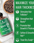 Clove, Rosemary, Peppermint & Jamaican Black Castor Oil Serum - Vegan Hair Growth Treatment for Thickening, Moisturizing & Strengthening Weak Hair, 2oz