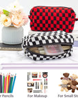 Pazimiik checkered makeup bag for