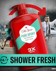 Old Spice Refreshing Body Wash for Men, High Endurance, 3X Defense, 24/7 Shower Fresh with Long Lasting Scent, Pure Sport Scent, 33.4 oz (Pack of 4)