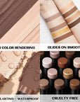 FOCALLURE 2 Pcs Mineral Cream Contour Stick,Moisturize Highlighter and Bronzer Pen,Non Stick Face Brightens & Shades Pencil,Long Lasting & Smooth Gliding Face Illuminator Makeup,Tan