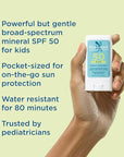 BLUE LIZARD Mineral Sunscreen Stick with Zinc Oxide SPF 50+ Water Resistant UVA/UVB Protection Easy to Apply Fragrance Free, Kids, Unscented, 0.5 oz