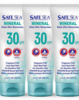 Safe Sea Zinc Oxide Sunscreen SPF30 | Clear Mineral Face And Body Sunscreen Without White Cast | Anti-Jellyfish Sting Protective Lotion | 3.4Oz (100ml) (3 Pack)