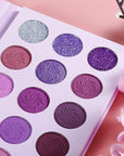 Afflano Purple Eyeshadow Palette Makeup Matte Glitter, Highly Pigmented Pink Eye Makeup Pallet, Dream Purple Pink Dark Red Violet Cute Bright Shimmer Travel Eyeshadow Pallet for Girl Women