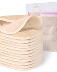 Makeup Remover Cloth, 6" x 6" Make Up Towels Reusable Face Cloth for Washing Face, 12 Pack Makeup Remover Pads Microfiber Face Washcloth with Mesh Bag, Beige