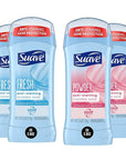 Suave Deodorant Women, Antiperspirant, Powder and Fresh Bundle, 48-Hour Odor & Wetness Protection, with Essential Oils, anti-staining, no baking soda Bundle 4 x 2.6 oz