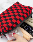 Pazimiik checkered makeup bag for