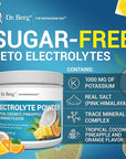 Dr. Berg Zero Sugar Hydration Keto Electrolyte Powder - Enhanced w/ 1000 mg of Potassium & Real Pink Himalayan Salt (NOT Table Salt) - Tropical Coconut, Pineapple & Orange Drink Supplement 50 Servings
