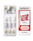 imPRESS Design, Press On Nails, Knock Out, Gray, Short, Size, Squoval, Shape, Includes 30 Nails, Prep Pad, Instructions Sheet, 1 Manicure Stick, 1 Mini File