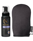 Norvell Sunless Self Tanning Bundle - Venetian Self Tanner Mousse with Bronzer, 8 Fl Oz + Streak-Free Tan Applicator Mitt - Premium Natural Looking Self Tanning Foam and Washable Self Tan Mitt