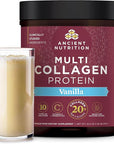Ancient Nutrition Collagen Peptides Powder, Multi Collagen Protein, Women & Men, Vitamin C, Probiotics, Hydrolyzed Collagen, Supports Skin, Joints, Gut Health, Vanilla, 60 Servings