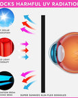 Super Sunnies Slim Flex UV Eye Protection FDA Compliant Eyeshields Individual Tanning Bed Goggles, Red Light Therapy Glasses