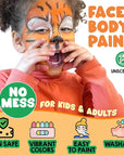 Jim&Gloria Face Paint Kit Bulk 32 Professional Face Painting Kit for Kids Party, Metallic, Neon, Classic Facepaint Crayons, Washable Body Paint Adults, Halloween Makeup, Boys Girls Gifts Crafts Toys